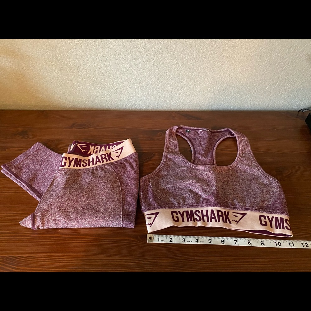 GymShark Seamless Maroon Leggings and Sports Bra
